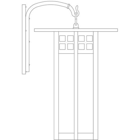 Arroyo Craftsman 18" Glasgow Long Body Wall Mount, Slate, Rain Mist Glass GB-18LRM-S